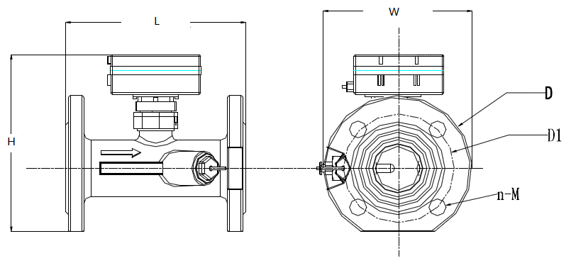 Contador de Energía Térmica Ultrasónico, Cuerpo de Hierro Fundido/Brida/Integrador Aluminio
